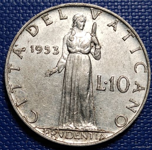 Ватикан 10 лир 1953 г.