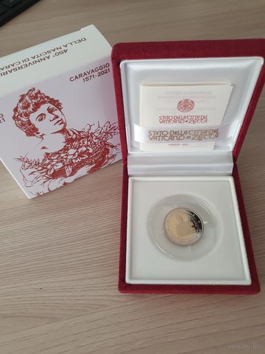 Ватикан 2 евро 2021 PROOF юбилейная 450 лет со дня рождения Караваджо