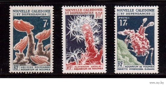 Новая Каледония-1964, Французские колонии,(Мих.402-404) **/гаш. (1 м - гаш.) , Морская фауна(полная серия)