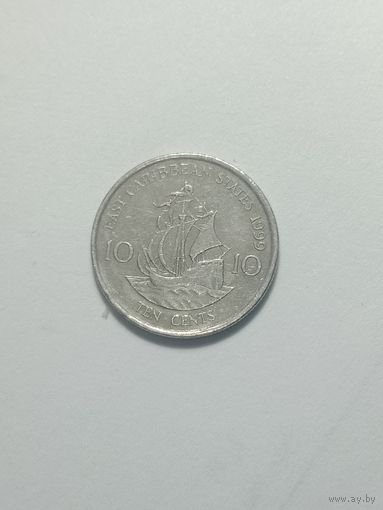 Восточные Карибы 10 центов 1999 года .