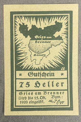 Нотгельд Австрия, Грис-на-Бреннере 75 геллеров 1920 год