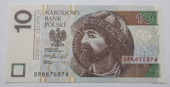 Польша 10 злотых 2016 года UNC