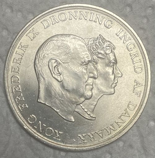 Монета 5 крон 1960 год. Серебряная свадьба. Дания. Король Фредерик IX .
