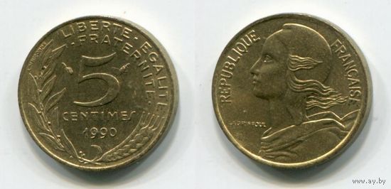 Франция. 5 сантимов (1990, XF)