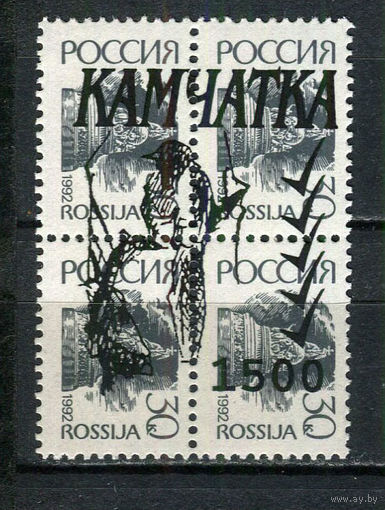 Россия - 1993 - Камчатка - Локальный выпуск, провизории - надпечатки - Птицы 1500 на 30 коп. - 1 кварт. MNH.  (LOT Ga26)-T10P6