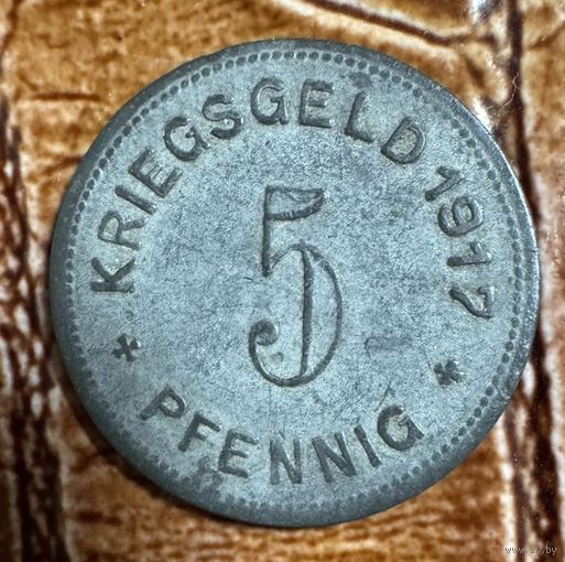 Монета 5 пфеннигов 1917 год. Меттманн. Веймарская республика. С рубля без МЦ.
