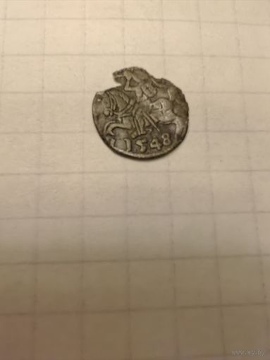 Денарий, 1548 года, "ЛИТВА" (Польша, Сигизмунд II Август). Редкий год.