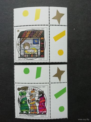 Германия. 1997 Две марки серии "Рождество" (гашеные с клеем) Mi.1959-1960 каталог 3.50 евро