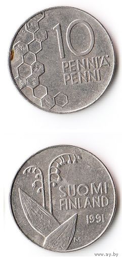 10 пенни Финляндия 1991 года