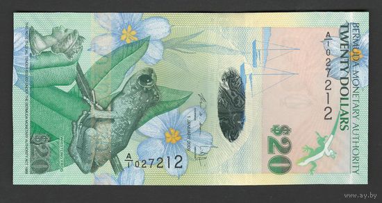Бермуды Бермудские острова 20 долларов 2009 года. Тип Р-60b(1). Состояние UNC!