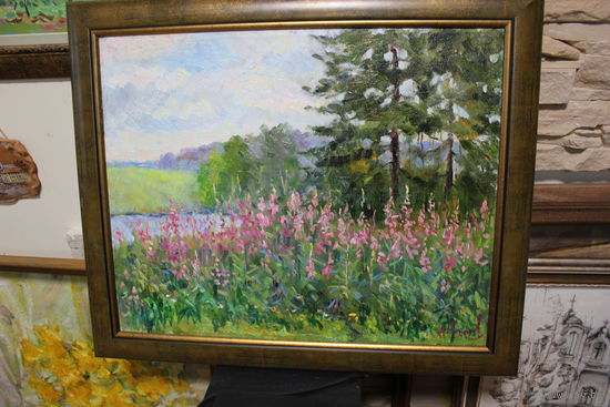 Авторская работа Н.И. Лихоненко "Цветы луговые" размер по подрамнику 40Х50, размер по раме 65Х53, холст, масло, оформлена в раму