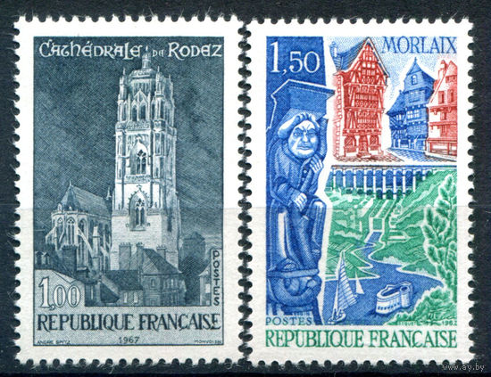 Франция - 1967г. - ландшафты, архитектура, туризм - 2 марки - полная серия, MH [Mi 1585-1586]. #2-Fr-53-A-1