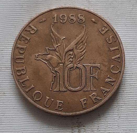10 франков 1988 г. 100 лет со дня рождения Ролана Гарроса. Франция