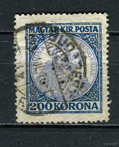 Венгрия - 1923 - Мадонна с короной 200Kr - (есть тонкое место) - [Mi.374] - 1 марка. Гашеная.  (Лот 17DN)