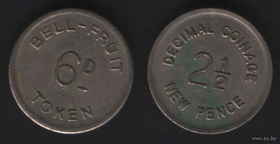 Bell-Fruit Token 6D -- Decimal Coinage 2 1/2 new pence (белая) (18,75мм2,89гр) (f0