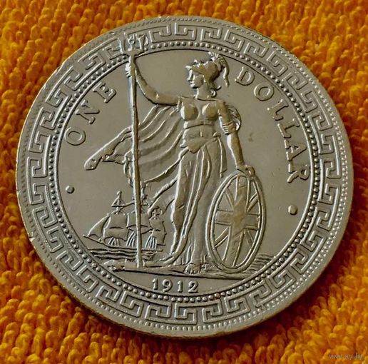 1 торговый британский доллар 1912 г.