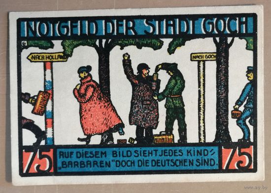 Германия, нотгельды, 75 пфеннигов 1922 год, Гох (Goch), 445.3а, вар. 6