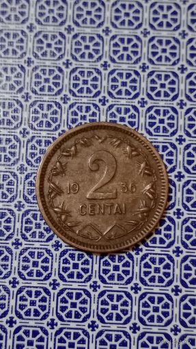 Литва 2 цента 1936