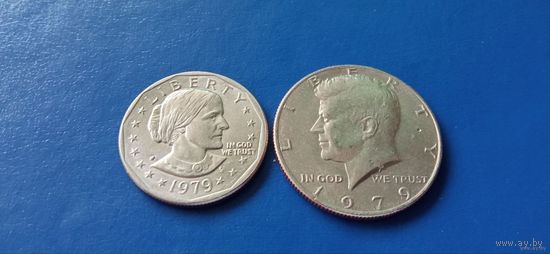 1 доллар и 50 центов 1979 год США "Сьюзен Энтони" (Состояние на фото,в лоте 2 монеты)
