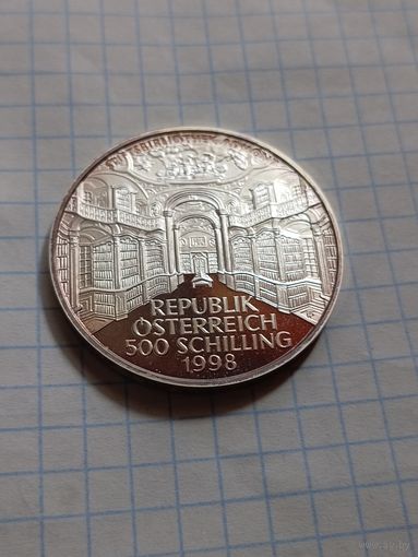 500 шиллингов 1998 года. Книгопечатание. Ag 925. 24 гр.