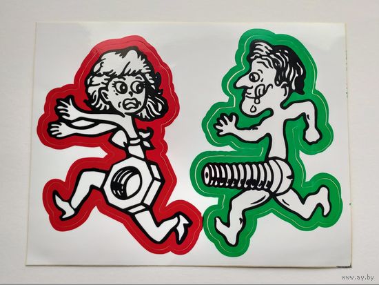 Наклейка "Green Bolt and Red Nut".