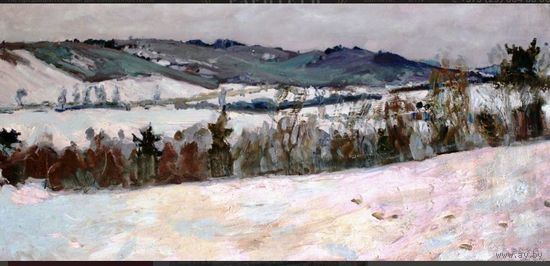 Крохалев П.С./Засл.Худ./; (Крохолев);52/106см; "Дорога на Радошковичи",50ые-60-ые годы;холст/масло;подпись на лицевой стороне картины