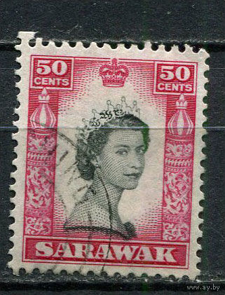 Малайские штаты - Саравак - 1955/1957 - Королева Елизавета 50С - [Mi.199] - 1 марка. Гашеная.  (Лот 53Go)-T41P13