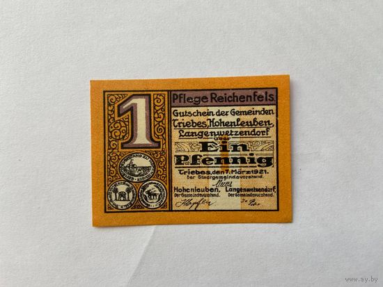 Нотгельд 1 пфенниг Трайбес. Веймарская республика - 1602