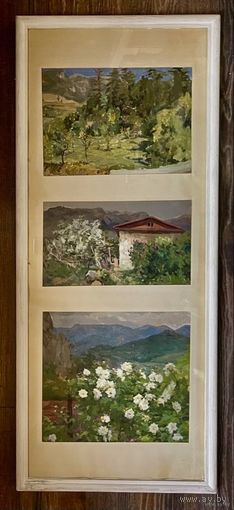 Бржозовский Г.Ф "Гурзуф", этюды. 1951г. Картон, масло. Размер 44х105 см.