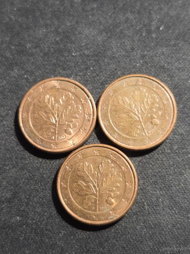 Германия 1 евроцент 2007 D,A,F
