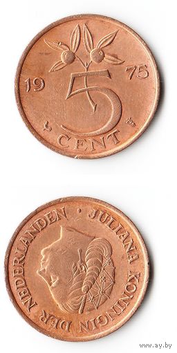 5 центов Нидерланды 1975 года