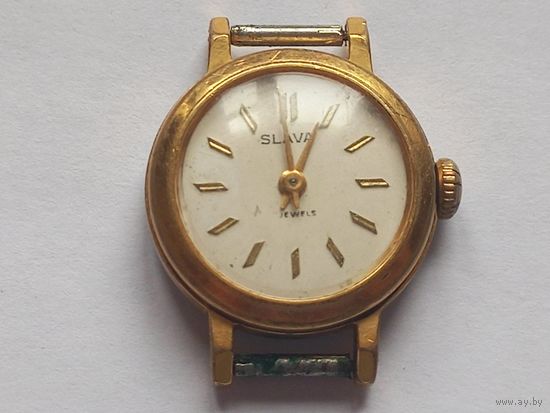 Часы Слава СССР. На ходу. Позолота корпуса AU 20, AU в квадрате. Механизм 1600.