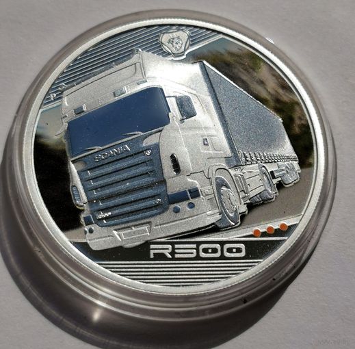 26. Тувалу. 1 доллар 2010 г. Scania R500. 999 проба