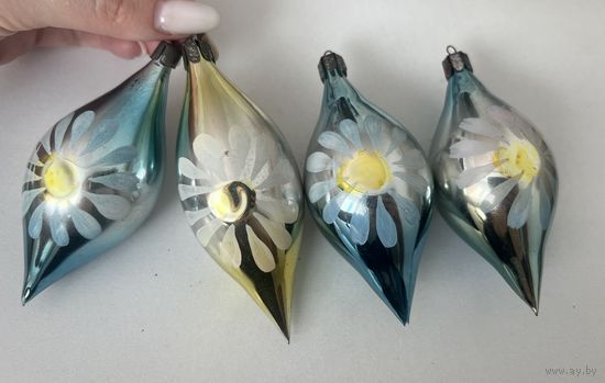 Елочная игрушка сосулька ромашка СССР цена за все К.1