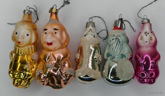 Новогодняя игрушка Ёлочная. СССР. Одним лотом 5 шт. С рубля