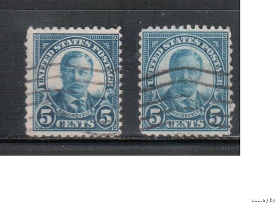 США-1922, (Мих.267 A+F), гаш.    , Стандарт, Личности, Президенты , Рузвельт-различ. зубцовки(1)