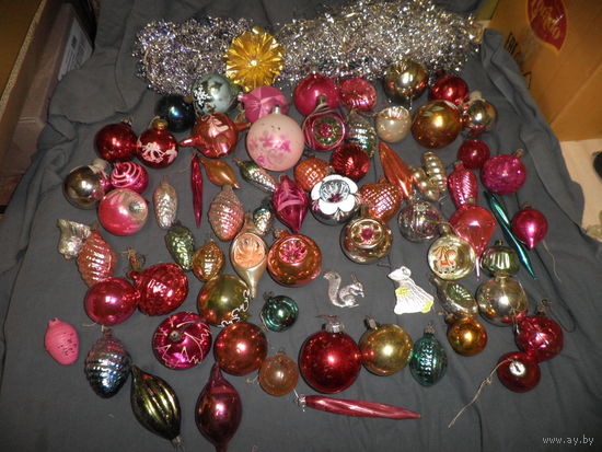 Новогодние ёлочные игрушки из СССР 67 шт.С рубля.