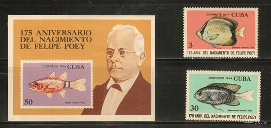 Куба-1974(Мих.1970-1973,Бл.42) , **   , Морская  Фауна , Рыбы,