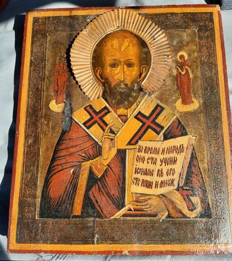 Икона Николая Чудотворца, 19 век, с рубля!Размер!