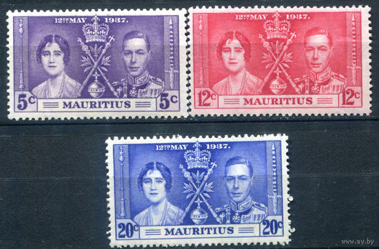 Британские колонии - Маврикий - 1937г. - коронация короля Георга VI и королевы Елизаветы - 3 марки - полная серия, MLH, MNH [Mi 200-202]. #2-Bc-50-A-1