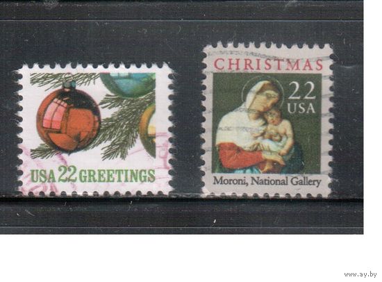 США-1987, (Мих.1958-1959), гаш.,  Рождество, Живопись, (полная серия)