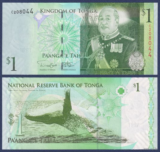 Тонга, 1 паанга 2009 г., P-37(2) (король Георг Тупоу V, кит), UNC