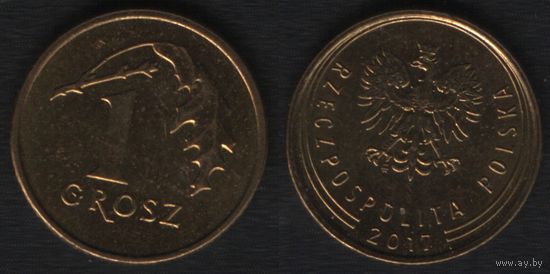 Польша y923 1 грош 2017 год (mw) (_брак(h(1(2(1 небольшой поворот