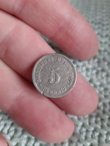 Лот по первой мировой. 5 PFENNIG 1907 г.