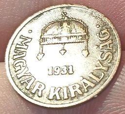 ВЕНГЕРСКОЕ  КОРОЛЕВСТВО  /РЕГЕНТСТВО/. 1 ФИЛЛЕР 1931.