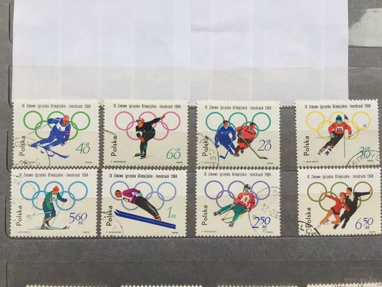 Польша 1964 год. IX Зимние Олимпийские игры в Инсбруке (серия из 8 марок)