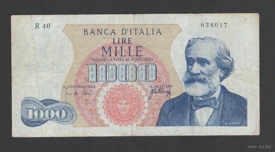 Италия 1000 лир 1966 года. Состояние VF+