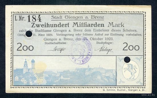 Германия, 200 миллиардов марок 1923 год.