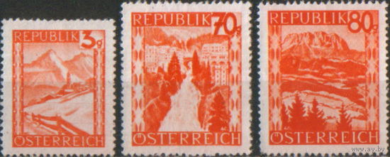 3 марки из серии 1947г. Австрия "Ландшафты"
