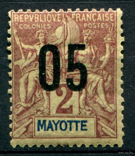 Французские колонии - Майотта (Мадагаскар) - 1912г. - аллегория, надпечатка 05 на 2 с - 1 марка - MH с потрескавшимся клеем [Mi 122]. #4-W1-125-A-1